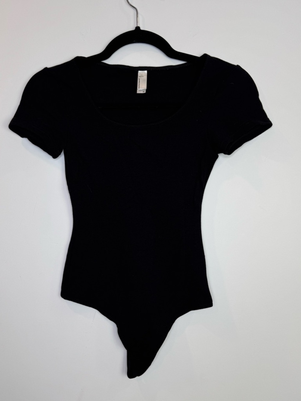 American Apparel Black Short-Sleeve Scoop round Neck Bodysuit thong size XS